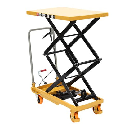 Hydraulic Lift Table Cart 330 LBS Hydraulic Motorcycle Lift Jack Table with 4 Wheels Scissor Lift Table Cart for Factory, Warehouse, Supermarket (35.8 * 19.7in)