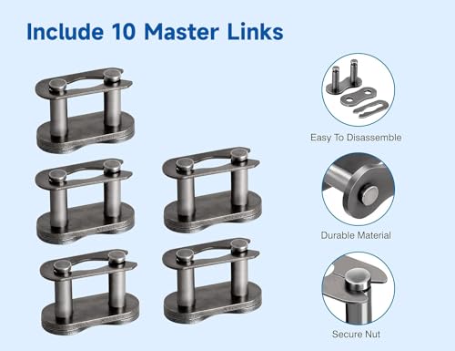 #25 Roller Chain - 10 Feet #25 Chain with 10 Connecting Links & Chain Breaker for Go Karts, Mini Bikes, Scooters, Dirt Bikes, Razor Motorcycles, Pocket Bike and Bycicles - 480 Links - size: 480Link