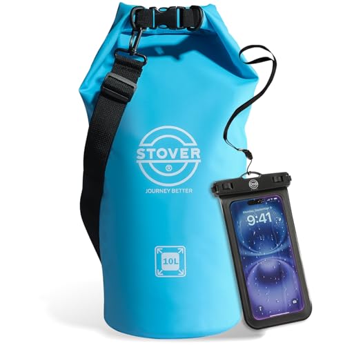 STOVER 5/10/25/30/40/55L Waterproof Dry Bag- Roll-Top Backpack w/Phone Case- Kayaking, Hiking, Camping, Boating- Men/Women - color: 10l Blue, size: 10L