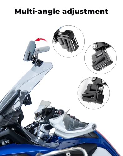 KEMIMOTO Motorcycle Windshield Upgraded Aluminum Metal Heightened Spoiler Clip Universal Adjustable Extension Clips Windshield Extension Dark Tint - color: Dark Tint