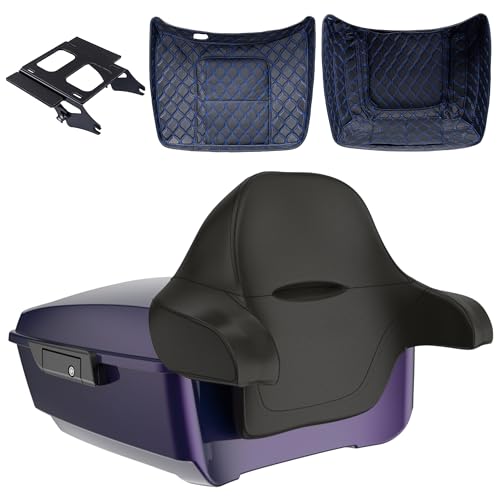 Advanblack 2024 Road Glide King Tour Trunk Pack Compatible with Harley Touring CVO Road Glide, Street Glide, 2023.5 2024 2025 Detachable Mounting Rack, Full Backrest & Trunk Liners (Mystic Shift) - color: Mystic Shift