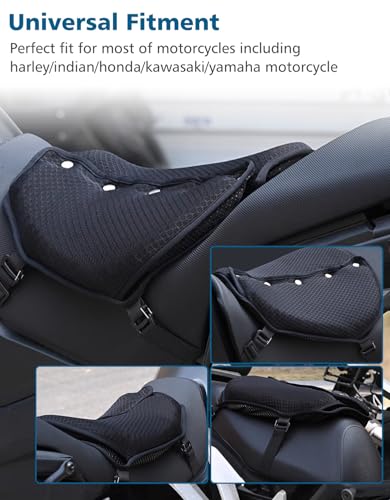 SUNPIE Motorcycle Gel Seat Pad Universal Motor Bike Seat Cover with Sun Protection Covers 3D Honeycomb Breathable Comfortable UV Resistance for Seat Height Adjustment &Vibration Reduction