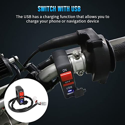 Light Bar Kit, Motorcycle Front Light Bar with USB Socket Charger Switch Bright for Honda CRF110 KLX110 TTR110 YZ250F Dirt Bike Plug and Play - size: light Bar Kit with USB Switch