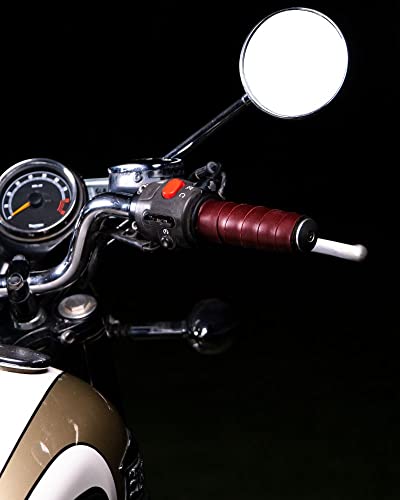 Trip Machine Company Motorcycle Handlebar Leather Grip Wrap Covers – Universal Throttle Grip Covers with Double Sided Tape – Anti-Slip Bike Handle Accessories - color: Cherry Red