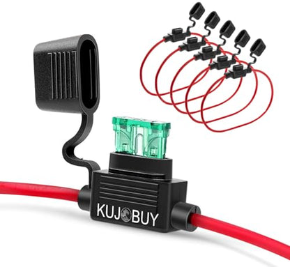 12 AWG Inline Fuse Holder 12V Upgraded 12 AWG Waterproof Fuse Holder with Standard Car Fuses 2A 3A 5A 7.5A 10A 15A 20A 25A 30A in Line Fuses Holders 12v for Marine Car Holders Mini 30 AMP 5 PCS