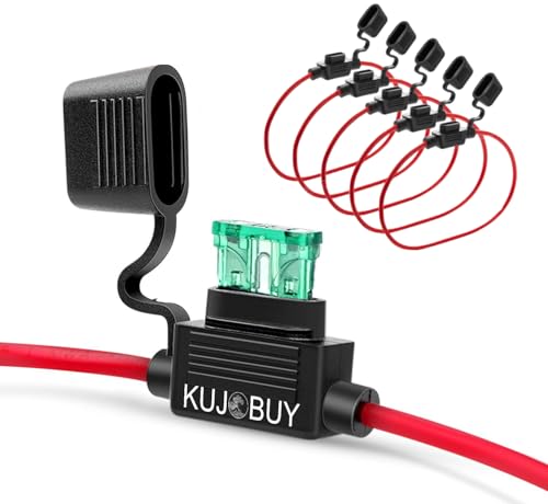 12 AWG Inline Fuse Holder 12V Upgraded 12 AWG Waterproof Fuse Holder with Standard Car Fuses 2A 3A 5A 7.5A 10A 15A 20A 25A 30A in Line Fuses Holders 12v for Marine Car Holders Mini 30 AMP 5 PCS