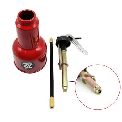 500ML Metal High Pressure Feed Oil Spray Gun Bottle Oil Can with Detachable Metal Straight & Flexible Spout - color: Red