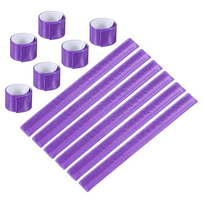 PATIKIL Reflective Slap Bands, Reflector Band Snap Bracelet Armbands High Visibility Safety Reflectors Wrist Strap Strips for Night Jogging Cycling Hiking - color: Purple