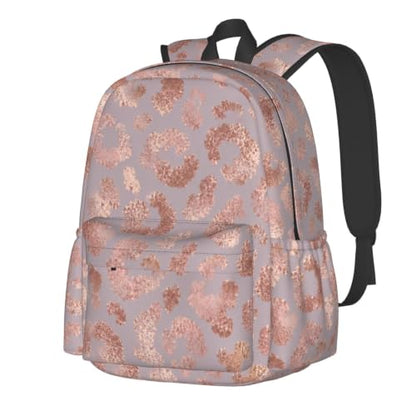 Rose Gold Leopard Skin Tote Backpack Bookbag Laptop Backpacks Multipurpose Daypack for Boys Girls School Men Women Travel Hiking - color: Pink