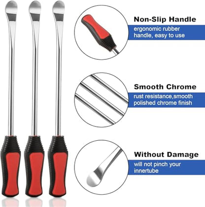14.5" Tire Spoon Lever Iron Tool, Motorcycle Bike Professional Tire Changing Kit,with 3 Pcs Rim Protectors,Repair Tool Kit,39-Piece Tire Levers Set, Tire Changing Tool