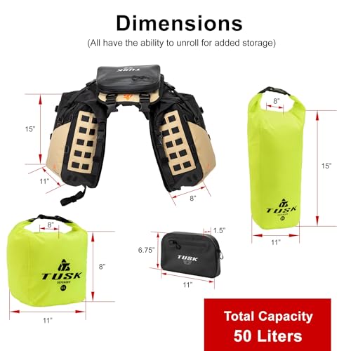 TUSK Highland X2 Rackless Luggage System Base System Compatible with KTM/Husky 690-701 Heat Shield Black/Tan - color: Black/Tan, size: Base System, style: Ktm/Husky 690-701 Heat Shield