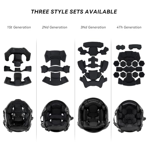 Tactical Helmet Pads - Universal Replacement Internal Memory Foam Pad Inserts for ACH, MICH, EXF Helmets - color: 3rd-Black