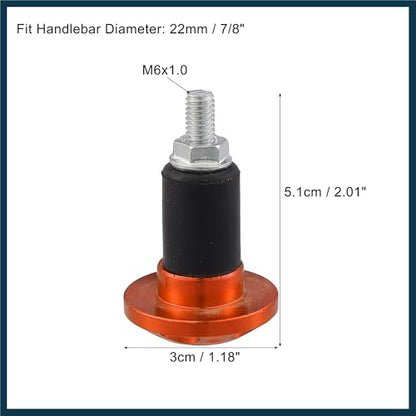 1 Pair 7/8" 22mm Motorcycle Hand Grips Handlebar End Slider Caps Plugs Aluminum Alloy Orange Automotive Parts