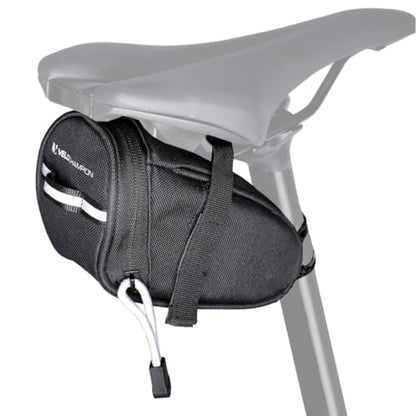 VeloChampion Black Bike Seat Pack Under Saddle Bag | 1 Litre Storage | Ideal for Mountain Road or Hybrid Bikes | Reflective | Water Resistant | Perfect for Repair Kits and Cycling Accessories