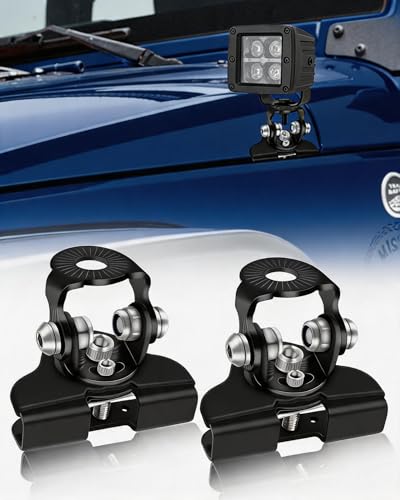 Led Light Bar Mounting Brackets No Drill Adjustable Ditch Light Brackets | 2PCS 304 Stainless Steel A Pillar Light Mount Fog Light Brackets Mount Hood Mount Light Anti-Scratch for Truck Offroad - color: 2PCS LED Light Bar Mounting Brackets