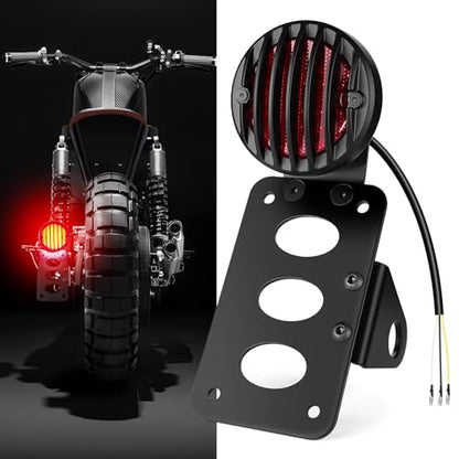 Amazicha 1" Motorcycle LED Tail Brake Light with Bracket, IP67 Waterproof Motorcycle Side Mount License Plate Rear Light Compatible for Harley Sporster Bobber Chopper Yamaha Suzuki Honda Kawasaki - size: 1inch, style: Flat
