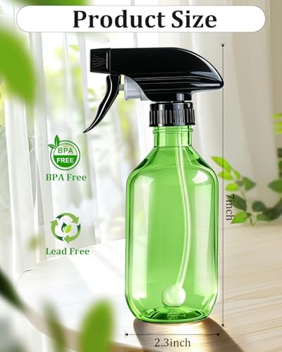 2 Pack 360° Spray Bottles, 10 oz Plastic Small Containers with Adjustable Spray Nozzles, Spray Bottles for Hair, Cleaning Solutions, BBQ and Plants Green - color: Green, size: 10 Ounces