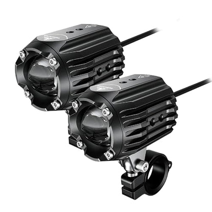 Tackform Dual Motorcycle Auxiliary LED Lights | 6000 Lumens, 60W, 3000K-6000K, IP68 Waterproof | Billet Aluminum | 360° Swivel Mount | For 7/8", 1”, 1 1/4" Bars Only | Motorcycle, 4 Wheeler, Dirt Bike