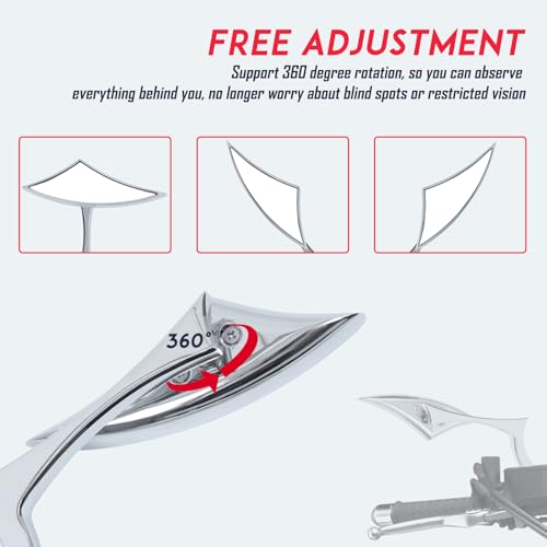 Chrome Motorcycle Blade Rear View Mirrors Compatible with Harley Road King Street Glide Softail Road Glide Electra Dyna Cruiser Bobber Chopper - color: Chrome-Harley