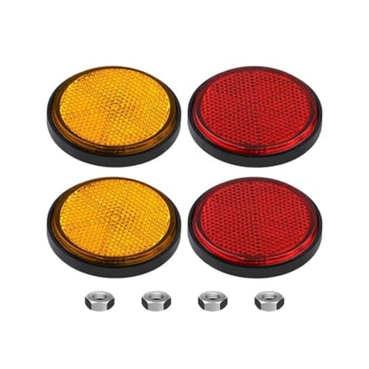 2 inch (55mm) Round Reflector Side Marker for Motorcycle ATV Scooter Dirt Bike - 2 Pair (Red & Yellow)
