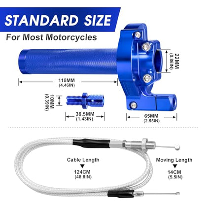Throttle Grip Throttle Cable Motorcycle 22mm Universal CNC Aluminum Accelerator Throttle Twist Grips Handlebars for KLX CR CRF EXC XR TTR CB SSR ATV Dirt Bike Pit Bike - color: Style-B-Blue