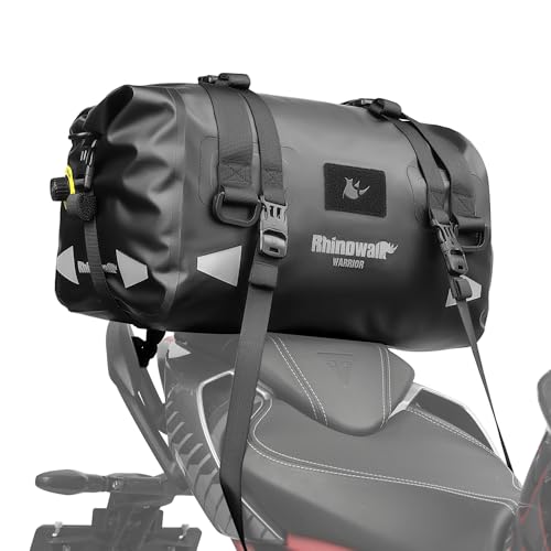 Rhinowalk Motorcycle Saddle Bag 20L – 100% Waterproof Rear Seat Tail Bag with Roll-Top Magnetic Closure, Backpack Convertible - size: 20L