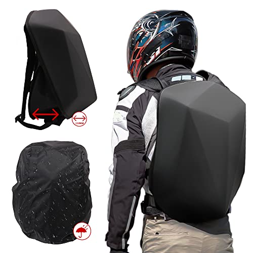 JFG RACING Motorcycle Backpack 30L,Universal Hard Shell Helmet Hardshell Riding Back Pack for Men Women-Grey Black - color: Grey Black