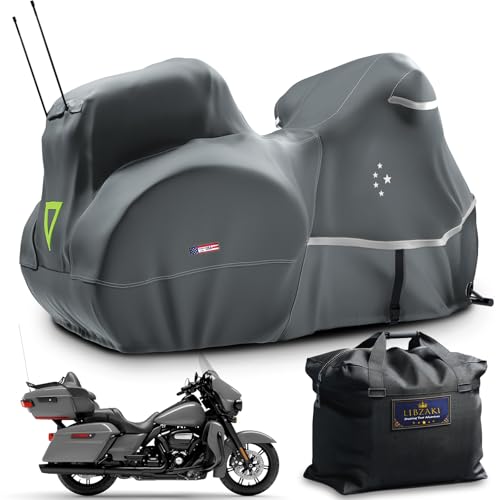 Motorcycle Cover with Side+Top Box LI LIBZAKI Heavy Duty 600D Waterproof for Touring Models Harley Davidson Ultra Limited,Road Glide Limited, Gold Wing,Road Master,Indoor & Outdoor Storage/Gray - color: 600D Light Gray, size: Side+Top box