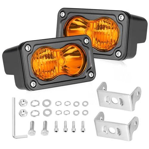 Amber LED Pods, AKD Part 3 Inch CREE LED Amber Fog Lights Pods 40W Spot Flood Combo Off Road Driving Lights Small Chase Lights Ditch Lights Headlight for Dirt Bike Motorcycle Truck UTV ATV SUV Surron - color: Amber