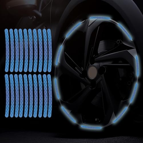 20PCS Car Wheel Reflective Decorative Strip,Night Safety Warning Stickers,Cars,Motorcycles,Bicycles are Applicable, Colorful and Diverse, a Street the Most Beautiful Car (Deep Purple Blue) - color: Deep Purple Blue