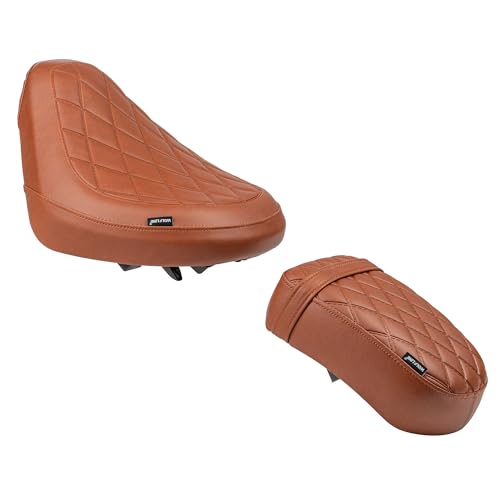 Motorcycle Rider & Passenger Comfort Seat Fit for Rebel 1100 CMX1100 2021 2022 2023 2024 2025 2026, Front Rear Solo Saddle Back Cushion Pillion Pad, Brown Embossing - color: Front & Rear - Brown-B