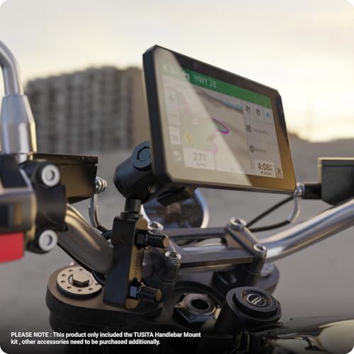 TUSITA Motorcycle GPS Mount Handlebar Brake Clutch Reservoir Compatible with Garmin Montana, Zumo XT GPS -, Double Socket Arm - B Size Short - size: B Size Short