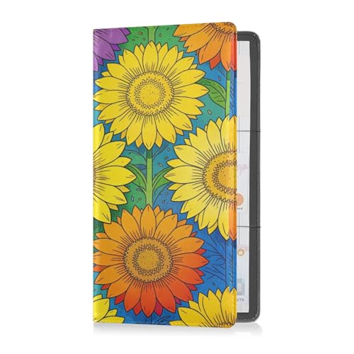GuoChe Pu Leather Registration and Insurance Card Holder Men Women Document Wallet for any Car, Truck, Motorcycle, Trailer or Boat Rainbow Sunflower Lgbtq Flag Pride Month - color: 16