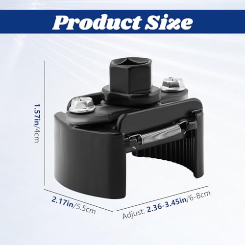 Universal Oil Filter Wrench Adjustable with Auto-Clamp Spring,60-80mm (2.36-3.15 inch),1/2" Drive Cap Style Oils Filter Tool Perfect Fits Small Medium-sized Spin-on Oil Filters