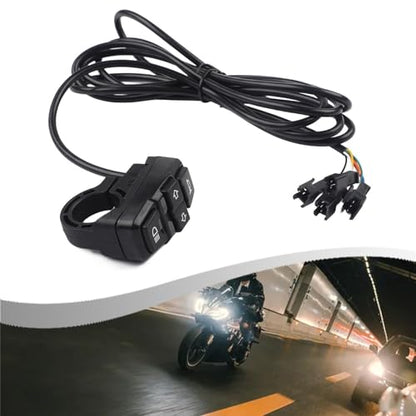 Black Waterproof Motorcycle Handlebar Switch For Turn Signals And For HORN Control, ABS On/Off Button For Most Motorcycles