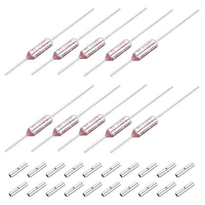 MECCANIXITY 10 Pcs Metal Temperature Thermal Fuse SF110 110C 230F 10A 250V Cutoff Thermal Fuse with 20 Pcs BN1.25 Bare Terminal Butt Connector - style: SF110