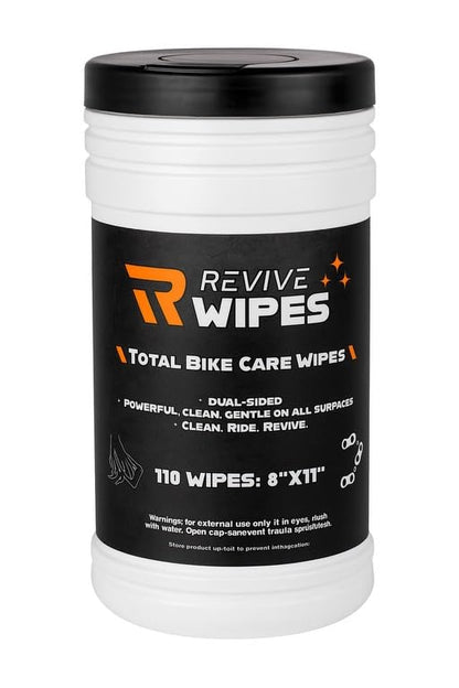 Bike Cleaning Wipes Canister – 110 XL Dual-Sided Towels (8”x11”) – Bike Chain & Drivetrain Cleaner – Fast Grease & Grime Removal – No Water Needed – Post-Ride Bike Maintenance