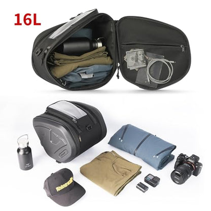 Rhinowalk Motor Scooter Tunnel Bag, 16L Hard Shell Storage Bag for Step-Through Scooters with Center Tunnel, Motorcycle Fuel Tank Storage Bag with Touchscreen Pocket & Rain Cover