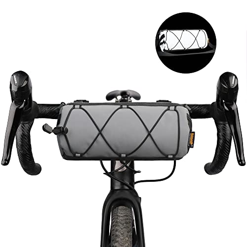 Rhinowalk Bike Handlebar Bag, Bicycle Front Bag Shoulder Bag Storage Bag with Shoulder Strap for Road Mountain Bike Cycling Travel - color: Reflective Grey