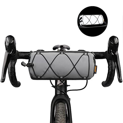 Rhinowalk Bike Handlebar Bag, Bicycle Front Bag Shoulder Bag Storage Bag with Shoulder Strap for Road Mountain Bike Cycling Travel - color: Reflective Grey