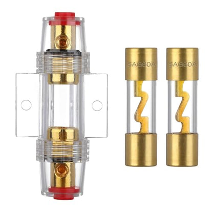 VEXUNGA 4-8 Gauge AWG Inline 60 Amp Fuse Holder with 60A AGU Fuses for Car Audio Alarm Amplifier Subwoofer in-line Fuse Holders (60Amp) - size: 60A