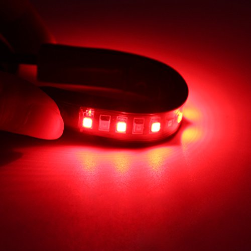FXC 2x Universal Flexible LED Turn Signal Tail Brake License Plate Light Integrated for Motorcycle Bike ATV Car RV SUV, Brake/Running Tail Light(2Pack) (Amber Red) - color: Amber Red