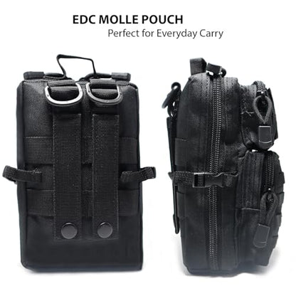 Tactical Molle Utility Pouch, Compact EDC Tool Pouch Bag Tactical Phone Pouches Medical EDC IFAK Pack Mini Waist Pouches - color: Black 2 PCS