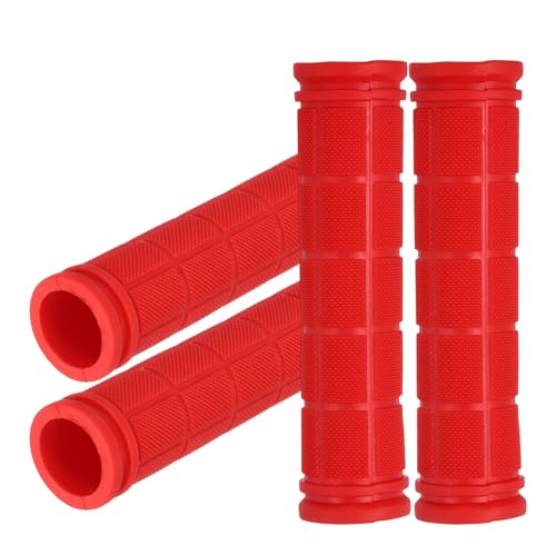 2 Pair Soft Rubber Handlebar Grips, Bicycle Handlebar Grips Bike Handle Bar Wrap Non-Slip 4.5 Inch - Fitting for Mountain Bikes/Road Bicycles/Scooter - color: Red