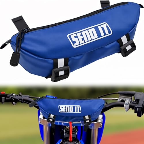Waterproof Dirtbike Handlebar Bag | Compact Motorcycle Handle Bar Storage Pouch | Universal Fit Dirt Bike Bag for Trail & Adventure Riding | Durable Surron Bar Bag - Blue - color: Blue