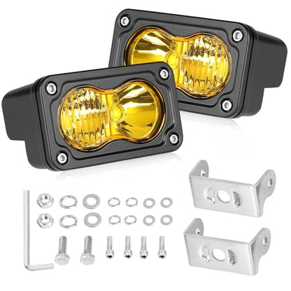 Yellow LED Pods, AKD Part 3 Inch CREE LED Ditch Lights 40W Spot Flood Combo LED Fog Lights Small Yellow Chase Light Bar Pods 2 Pack for Truck Motorcycle Dirt Bike SUV UTV ATV Surron Toyota - color: Yellow