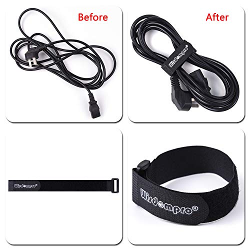 20 Pack (8 12 18 24 Inches) Hook and Loop Reusable Fastening Cable Tie Down Straps by Wisdompro - Reusable, Durable Functional Ties to Keep Your Home, Office, Workspace from Tangled Messes of Cords - size: Mixed Size, 20 Pack