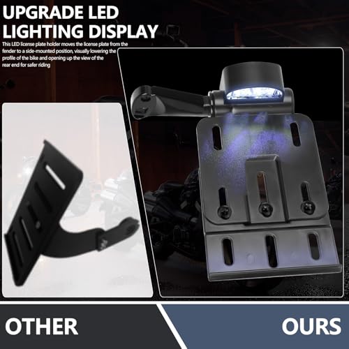 Rear Side License Plate Bracket Holder w/LED Light for Harley Sportster XL883, XL1200, Dyna Low Rider FXDLS, Street Bob FXDB 2004-2020 Black - color: Style A-Black
