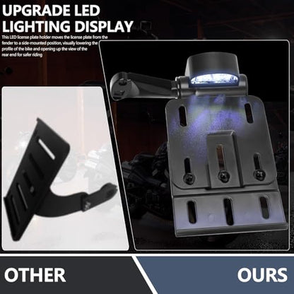 Rear Side License Plate Bracket Holder w/LED Light for Harley Sportster XL883, XL1200, Dyna Low Rider FXDLS, Street Bob FXDB 2004-2020 Black - color: Style A-Black