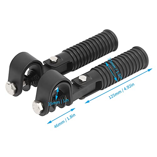 Motorcycle Foot Peg, Pair of Universal Motorcycle Highway Bar Footpegs Clamp Mount Footrest Pedals for 25mm 1in Engine Crash Bar Guard (Black)